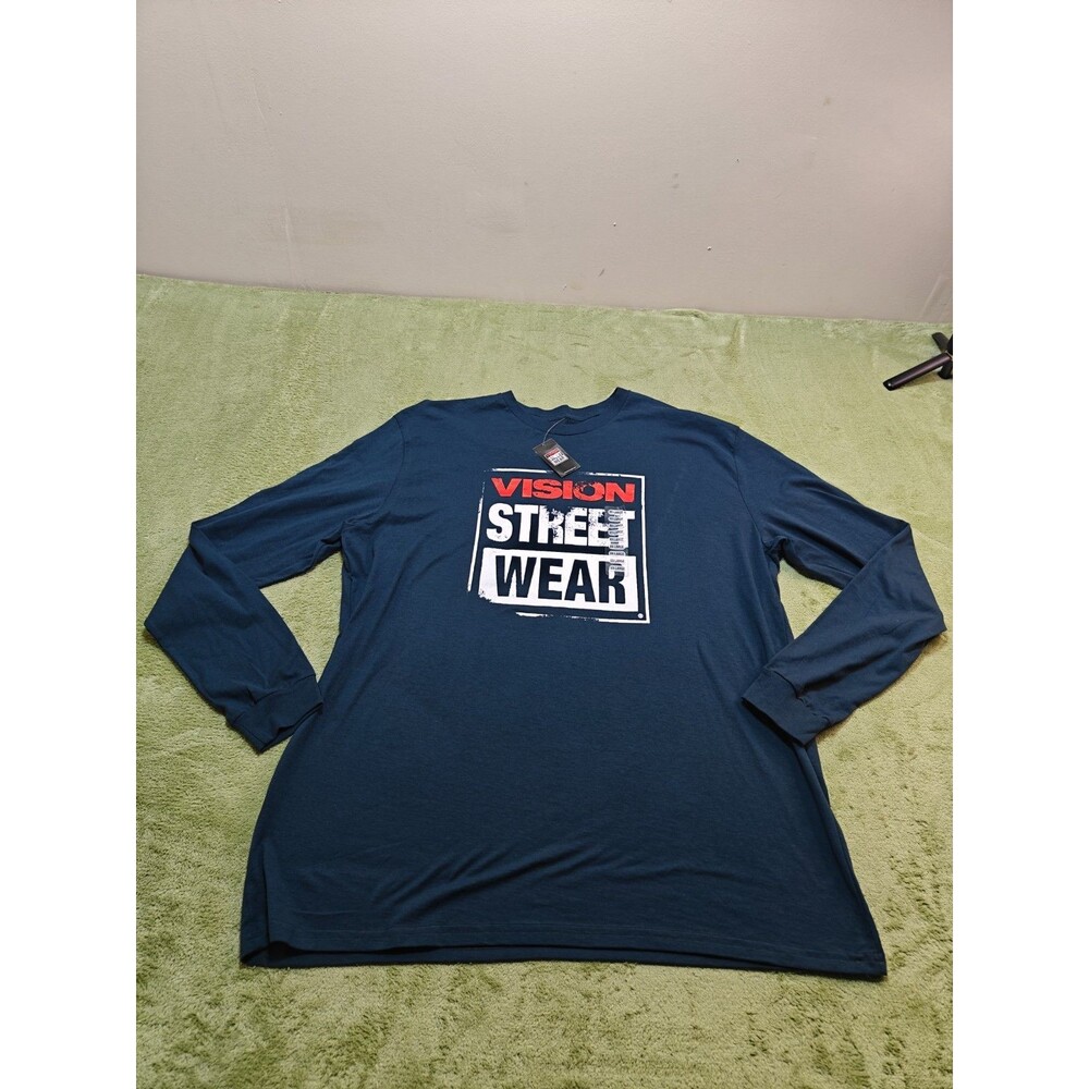 Vision Street Wear Shirt Mens XXL NWT Blue Long Sleeve Skateboarding Tee